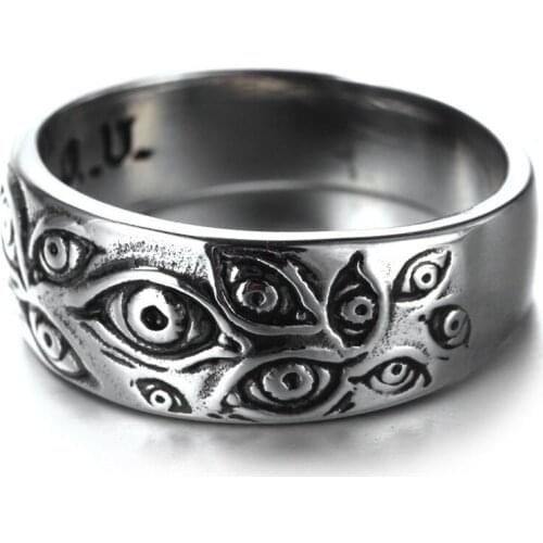 Retro Gothic Demon Eyes Ring Jewelry Mens Punk Biker Ring Party Entertainment Metal Jewelry Hip Hop Rings Gift