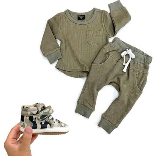 Infant baby boy two pieces set clothes newborn boy long sleeve top pant sets clothing
