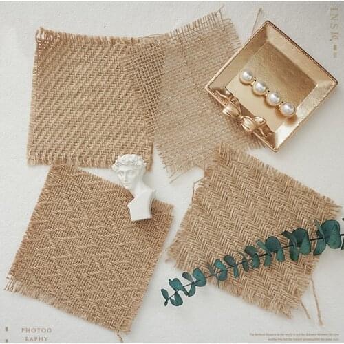 Creative Natural Burlap Fabric Placemats Ins Style Table Cloth Decoration Mesh Linen Textile Cloth Photo Background Props Decor