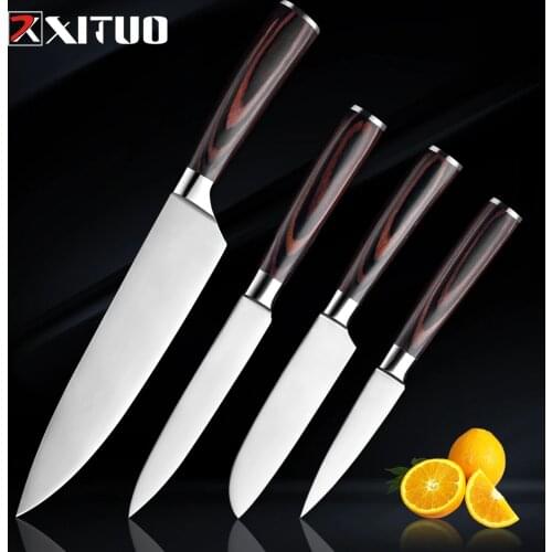 XITUO Kitchen Knife 8 Inch Japanese Chef Knives 7CR17 Stainless Steel Laser Damascus Pattern Meat Slicing Santoku Cleaver knife