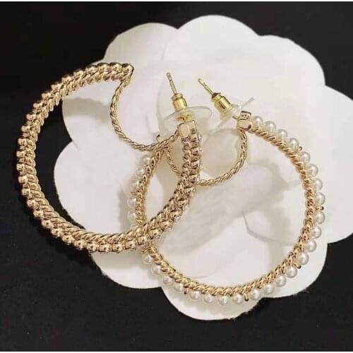Hot Brand Fashion Jewelry Gold Color Letter Earrings Tassel Pearls Design Wedding Party Earrings