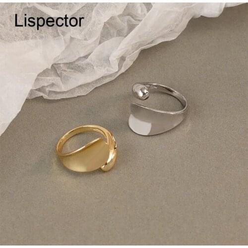 Lispector 925 Sterling Silver Korean Irregular Glossy Wide Rings for Women Men Creative Elegant Geometric Rings Unisex Jewelry