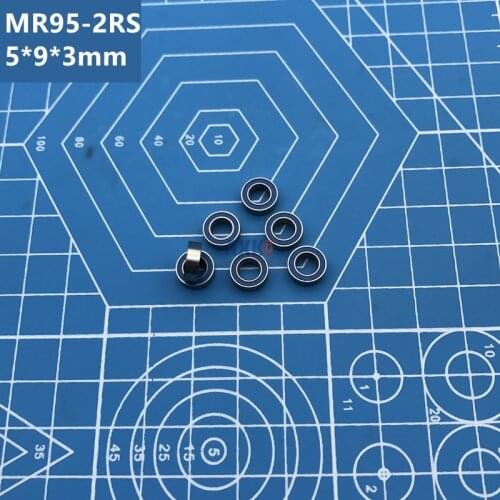 Free Shipping 10pcs ABEC-5 MR95-2RS (5*9*3 mm) Miniature MR95-2RS Deep groove ball bearings MR95 2RS With Blue Sealed L-950DD