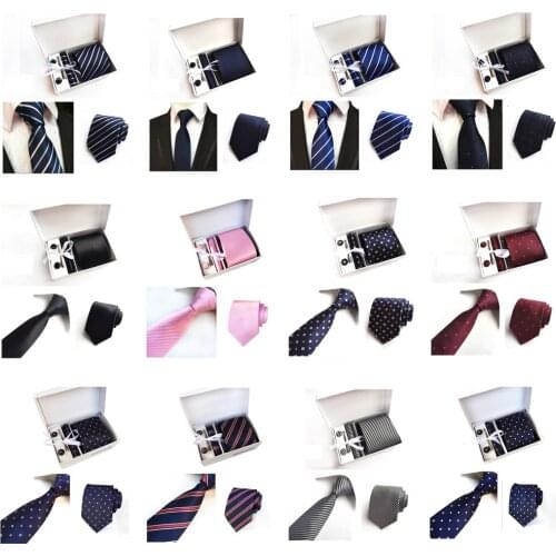 Men Floral Stripe Wide Necktie Pocket Square Cuff Links Tie Clip Set With Box BWTHZ0507