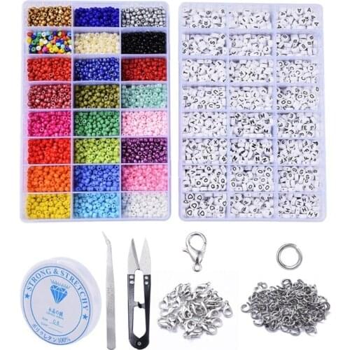 L93F DIY Arts and Crafts Gift for Women Girlfriend Kids Bead Craft Kit Set Bracelet Beads for Jewelry Making Glass Beads