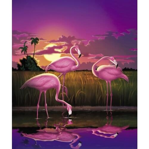 JMINE Div 5D flamingo moon tree river Full Diamond Painting cross stitch kits art High Quality Animal 3D paint by diamonds
