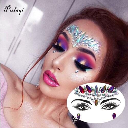 Pulaiq Face stickers Jewels Make Up Adhesive Temporary Tattoo Body Art Gems Rhinestones DIY Glitter Stickers for Festival Party