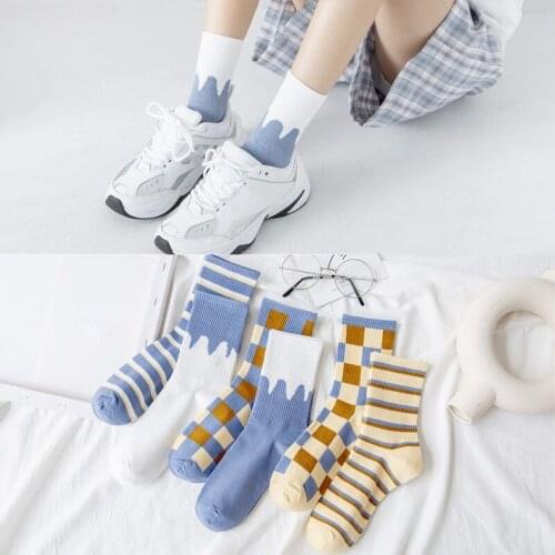 Girl Student School Daily Sock Fashion Women Striped Socks Cotton Casual Female Breathable Spring Autumn Harajuku