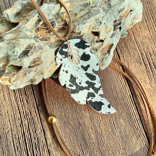 New Bohemian Horsehair Cowhand Big Leaf Teardrop Simple Retro Bar Geometric Metal Tassel Necklace For Women