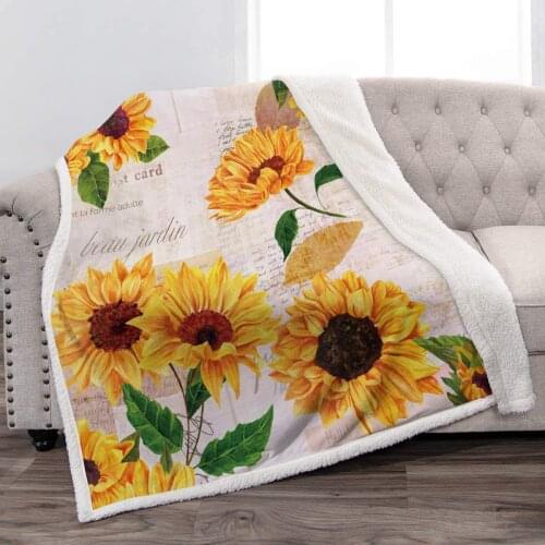 Sunflowers Blankets for Beds Winter Vibrant Color Plush Quilt Sherpa Fleece Soft Fluffy Blankets 50"x60" 60"x80" for Bed Couch