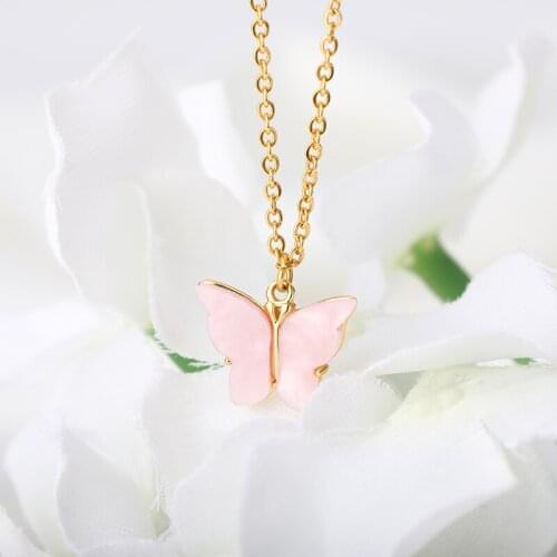 Butterfly Necklace Colorful Chain Necklace Stainless Steel Collar Aesthetic Choker Necklaces for women Chrismas Jewelry Gift New