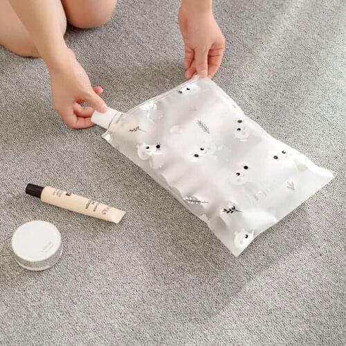 Translucent Scrub Storage Bag Cartoon Printing Sorting Clothes Underwear Organizer Travel Portable Toiletries Makeup Storage Bag