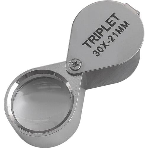 Folding Jewllery Loupe Portable Magnifying Glass Pocket Size Lovely Jewllery Magnifier 30X Magnification Metal Silver 30*21 mm