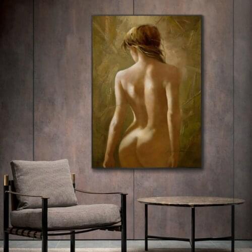 Modern Nude Young Women Oil Painting on Canvas Posters and Prints Wall Art Portrait Pictures for Living Room Home Decoration