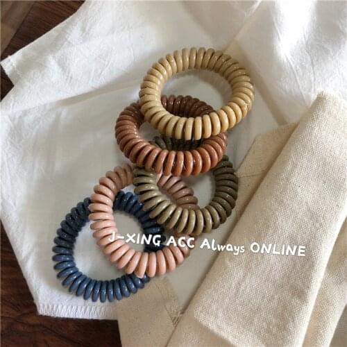 Telephone Wire Hair Bands Hair Ties Ropes Solid Color Transparent Matte Leopard Women Telephone Wire Rubber Bands Set Wholesale