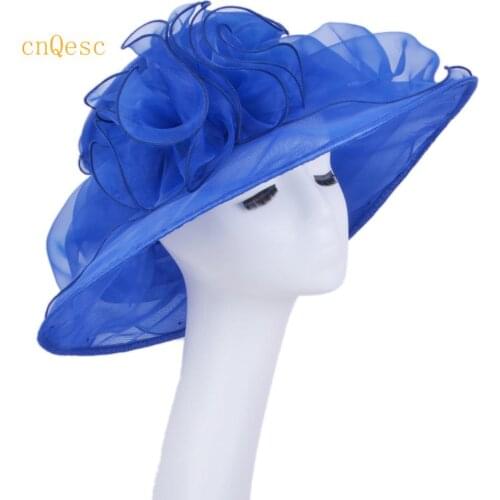 Navy blue organza hat Church hat