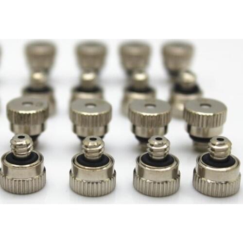 20 Pack Brass Misting Nozzles Tees, Dust Control Mist Nozzle Sprinkler for Outdoor Cooling System 0.1-0.8mm
