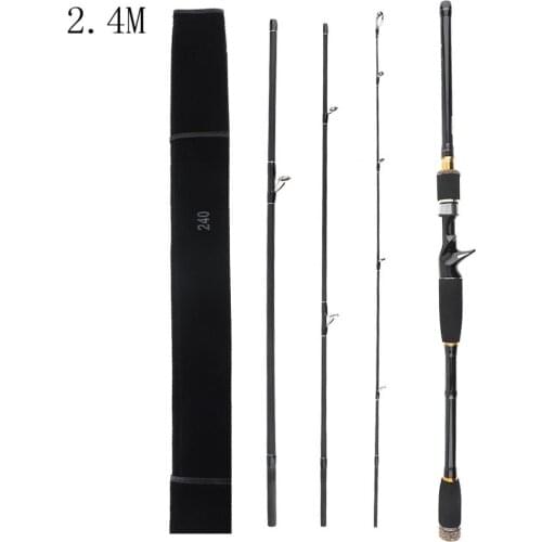 Lure Fishing Rods 2.4m 4 Section Carbon Fiber Lure Fishing Rod M Power Ultra Light Casting Fishing Pole