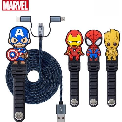 Marvel Spider Man Iron Man 3 in 1 Micro USB Type C Charger Cable for Iphone 11 12 Xiaomi Samsung Universal Phone Charge Cable