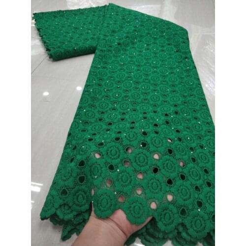 Green High Quality Embroidered African Guipure milk silk Lace Water Soluble Chemical Lace With Stone Wholesale YTB138