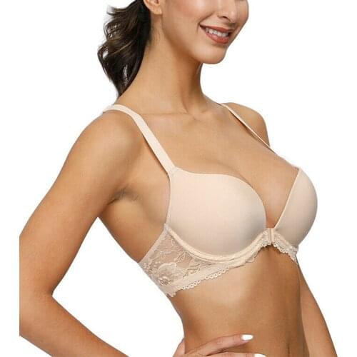 Vgplay Front Closure Lingerie Sexy Lace Y-line straps Brassiere Push Up Plunge Underwire Bra For Women