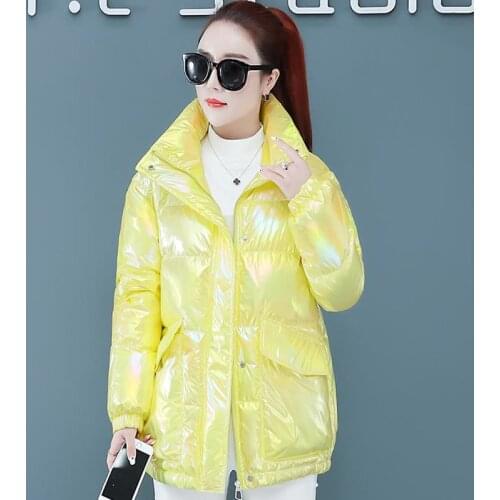 Winter Warm Jackets Female Basic Cotton Padded Coats 2021 New Smiley Face Pattern Loose Fashion Clothing Down Parka Lady Tops