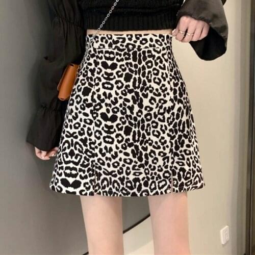 Zoki Sexy Leopard Print Women Mini Skirt Summer High Waist Zipper A Line Ladies Skirts Korean Fashion Stretched Female Skirts