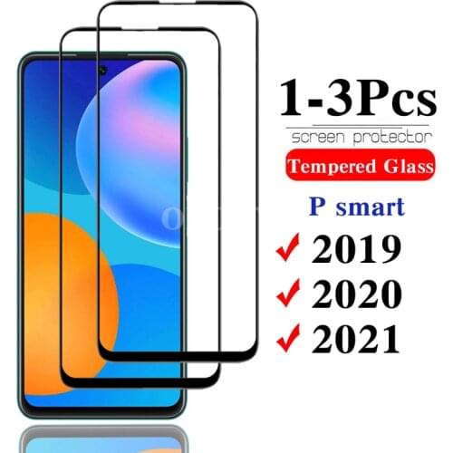 1-3pcs Full-cover Tempered Glass For Huawei P Smart 2021 Protection Glass Psmart 2020/2019 Screen Protector P Smart 2021 Case 9D