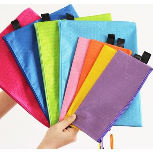 1 pcs Colorful Single Layer Cloth Document Book Pencil Pen Case Papers Cute Canvas Zipper File Bag Folder