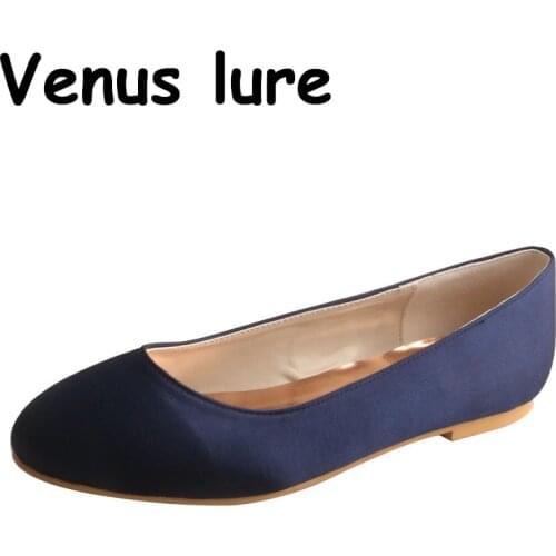 23 Colors Women Dressy Navy Blue Flat Shoes Bridal Pointed Toe
