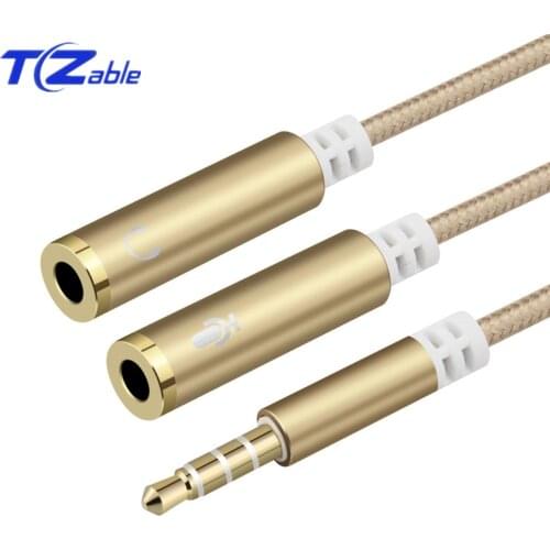 3.5mm Aux Cable Audio Splitter for Computer Jack 3.5 Male to 2 Female Mic Splitter Earphone Headphone Extension Cable Hifi Plug