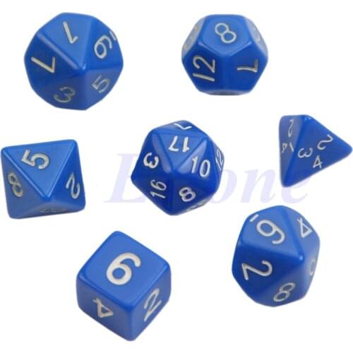 7pcs Black Sided Die D4 D6 D8 D10 D12 D20 RPG Poly Dice Game M68D