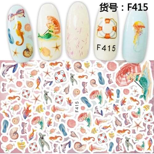 8 sheets Self-adhesive ultra-thin 3D decals Nail Art decorations Stickers Manicure acrylic beauty nail supplies tools F409-416