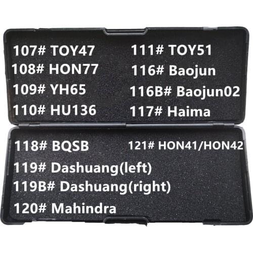 No black box 107-121# TOY47 HON77 YH65 HU136 TOY51 for Baojun Baohun02 Haima BQSB Mahindra HON41 LiShi 2 in 1 Locksmith Tools
