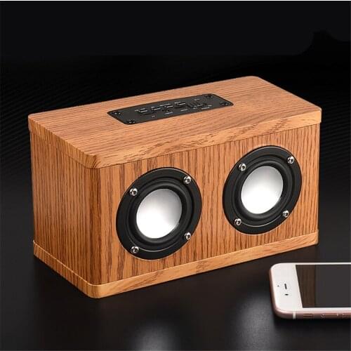Wooden Bluetooth Speaker Wireless Subwoofer Stereo Leather Wireless Speakers Portable Bass HIFI Speaker Support TF Card AUX