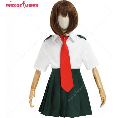 Kids Girls My Hero Academia Ochako Tsuyu Cosplay Costume Child Summer School Uniform Full Set with Tie