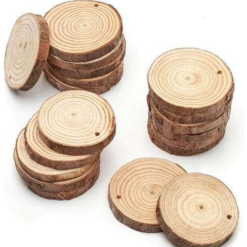 1Pcs Brand New Perforated Wood Log Slice Disc DIY Circle Art Wood Disks Party For Wedding Decoration Christmas Crafts Round Wedd