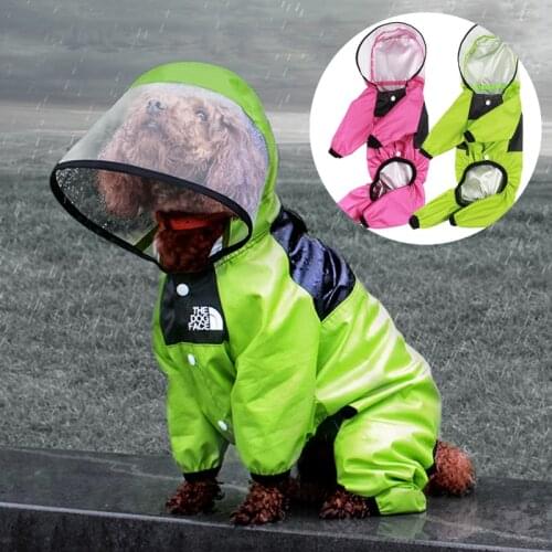 Pet Dog Raincoat Waterproof Detachable Rain Jacket Dogs Water Resistant Clothes Dogs The Dog Face Coat For Rainy Day