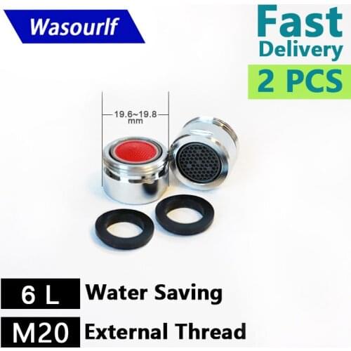 WASOURLF 2 PCS Water Saving Faucet Aerator 6L M20 Male Thread External Tap Bubble Accessories Bathroon Basin Kitchen Outlet