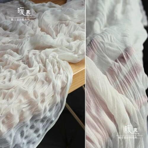 Stretch Tulle Fabric White Wave Pleated DIY Patchwork Decor Sewing Skirt Pants Dress Designer Fabric