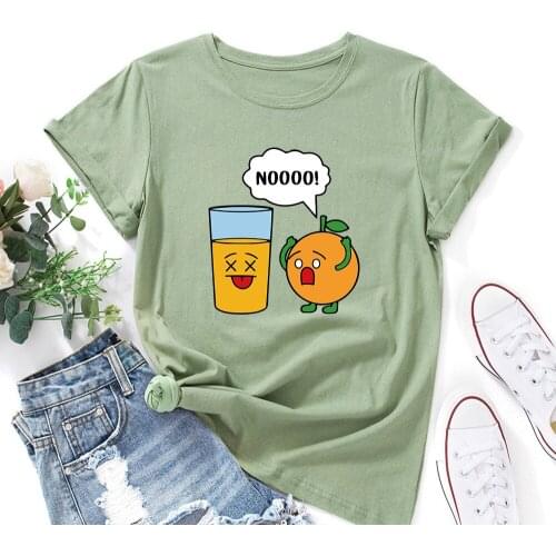 Funny Orange Juice Summer Tshirts Women Short Sleeve Cotton Graphic Tee Shirt Female Basic Tops Soft Clothes Oversized T-shirts
