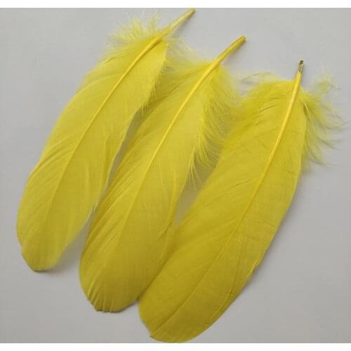 Hot 20pcs Beautiful Yellow Hard Goose Feathers 15-20cm/6-8inch Christmas Decoration Clothing Shoes Hat Accessories