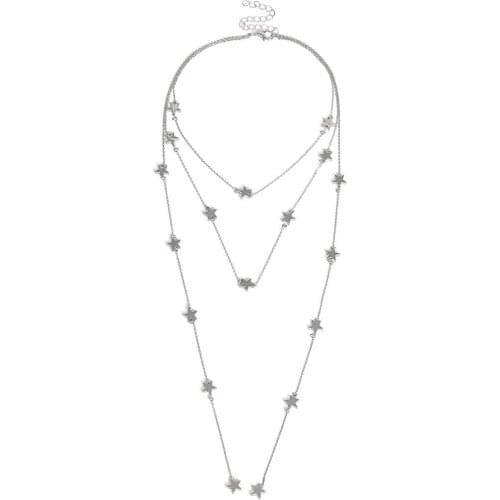 Icnway Star Element Personality Style Fashion Business Accessories Star Pendant Tassel Multi-layer Necklace