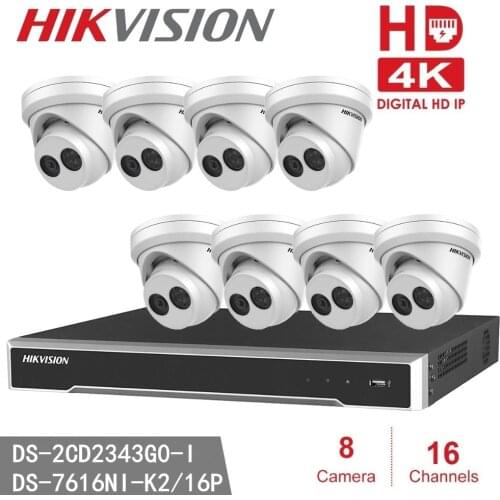 Hikvision DS-2CD2343G0-I 4MP EXIR CCTV IP Camera + Hikvision NVR DS-7616NI-K2/16P 8MP Resolution Recording Video Surveillance
