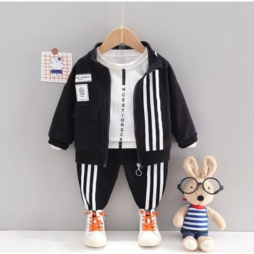 Infant Clothing Sets Baby Suit Autumn Winter Clothes For Newborn Baby Boys Clothes Coat+T-shirt+Pant 3pcs Outfit Kids Costume