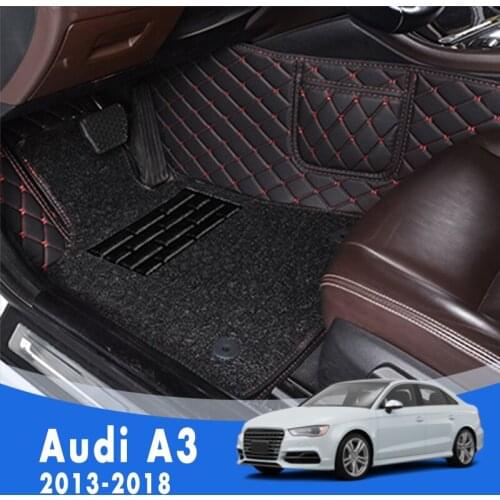 LHD Luxury Double layer Wire loop Carpets Car Floor Mats For Audi A3 2018 2017 2016 2015 2014 2013 Carpet Rugs Auto Styling