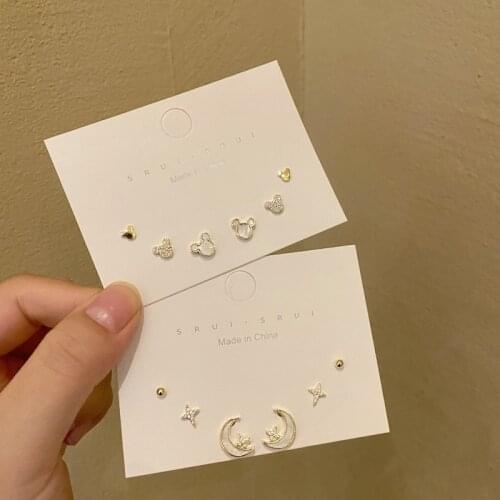 Fashion Xingyue Retro S925 Stud Earrings Set Cute Small Mickey Head Exquisite Design New Earring Trend