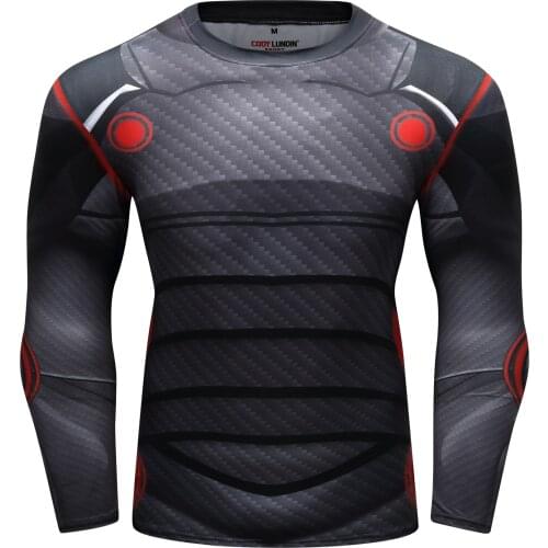 Custom printed mens long sleeve BJJ MMA rash guard mens compression tights t shirt