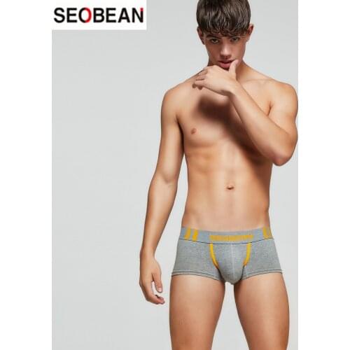 SEOBEAN Mens Underwear Solid Color Fashion Bright Color U-Type Bag Push Up Hip Lifting Breathable Sexy Boxers