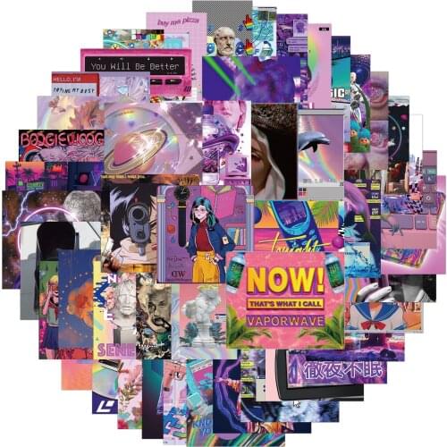 50PCS Cute Cartoon Pretty Vaporwave Stickers PVC For Girl Toy DIY Luggage Suitcase Laptop Pegatinas Graffiti Sticker Decal F4